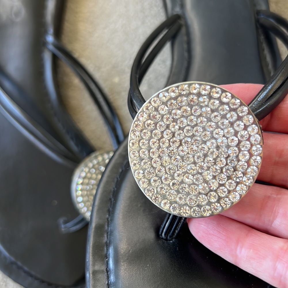 Aldo Black Rhinestone Sandals - Picture 7 of 8